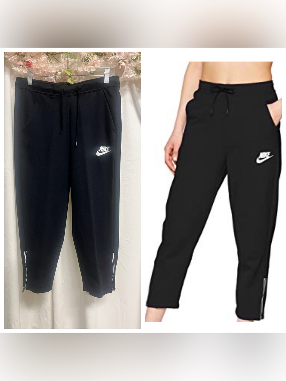 Nike Black Womens Jogger Pants with White Swoosh